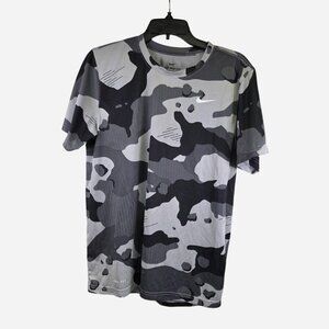 Nike Dri-FIT Camo Training T-Shirt Gray Black Men’s Size M Athletic Tee